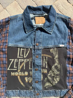 Load image into Gallery viewer, Led Zeppelin Flannel Denim Jacket

