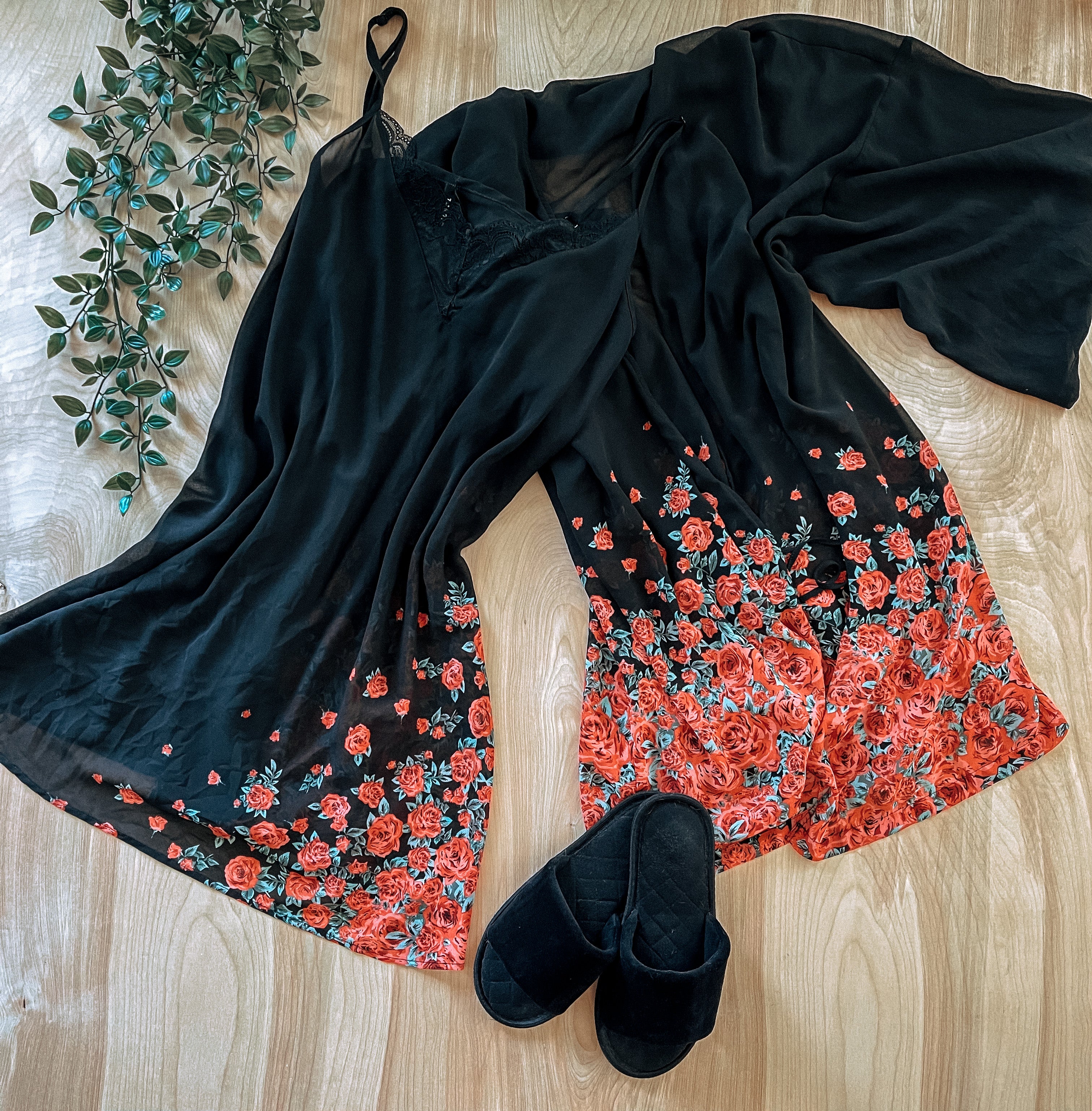 Sheer Rose Dress/Robe Set