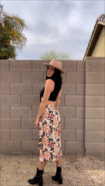 Load image into Gallery viewer, Orange Floral Midi Skirt
