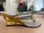 Load image into Gallery viewer, White/Gold Wedge Heel
