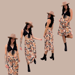 Load image into Gallery viewer, Orange Floral Midi Skirt
