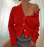 Load image into Gallery viewer, Red Button Up Sweater

