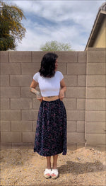 Load image into Gallery viewer, Navy Floral Midi Skirt
