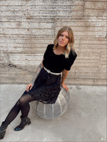 Load image into Gallery viewer, Velvet Sheer Skater Dress

