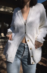 White Quilted Cardigan