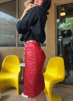 Load image into Gallery viewer, Red Leather Skirt
