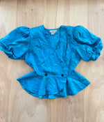 Load image into Gallery viewer, Puff Sleeve Blue Blouse
